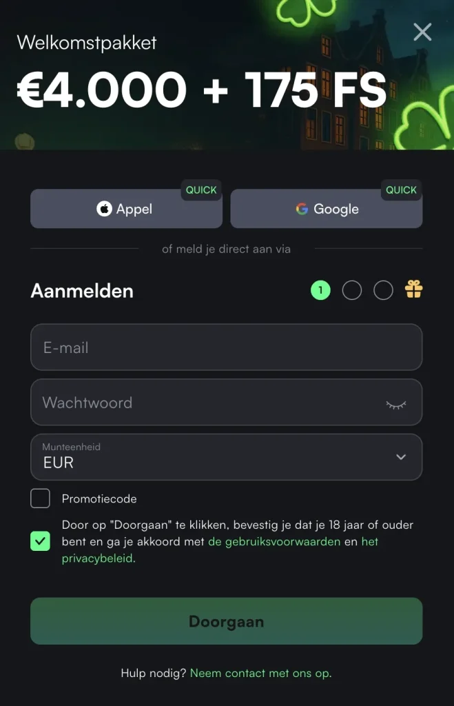 TrueLuck Casino Registratie