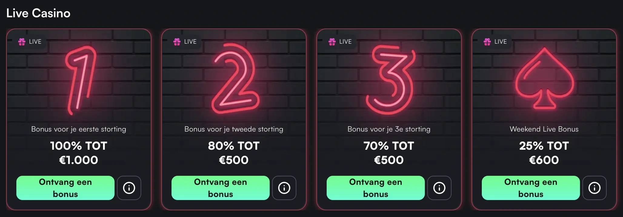 Welkomstbonus Live Casino